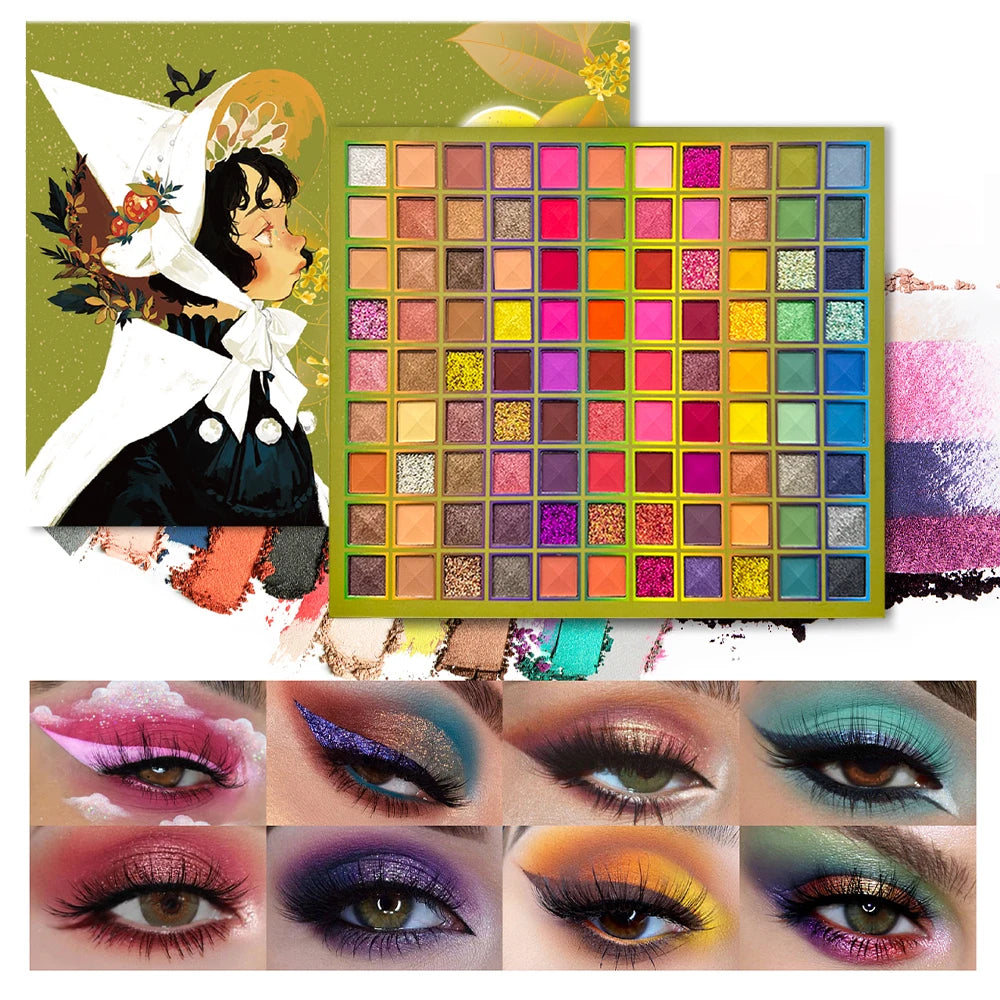 **« Palette fards à paupières 99 couleurs – Arc-en-ciel, mat et longue tenue »**