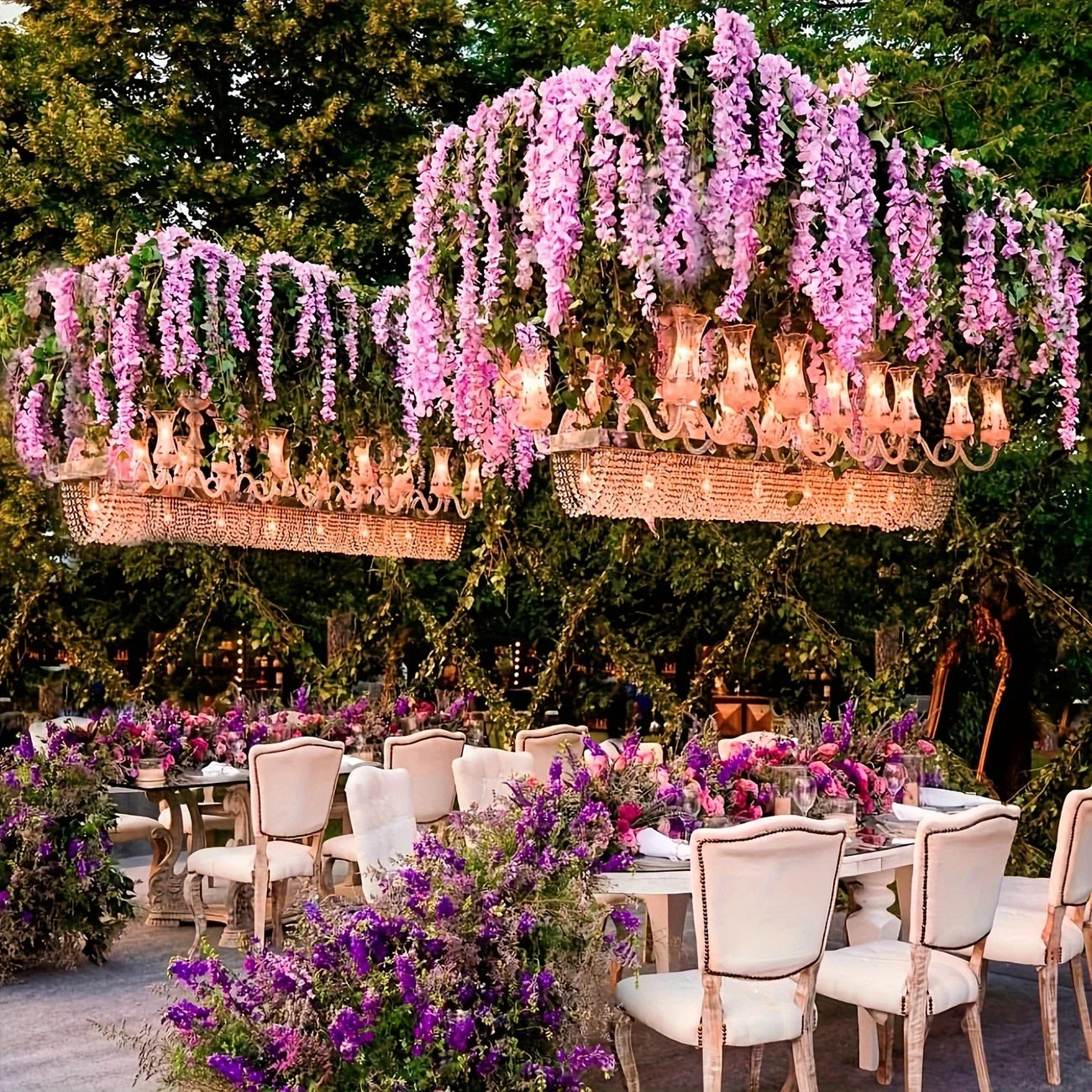 12PCS Artificial Wisteria Vine Flowers – Hanging Silk Floral Garland Set