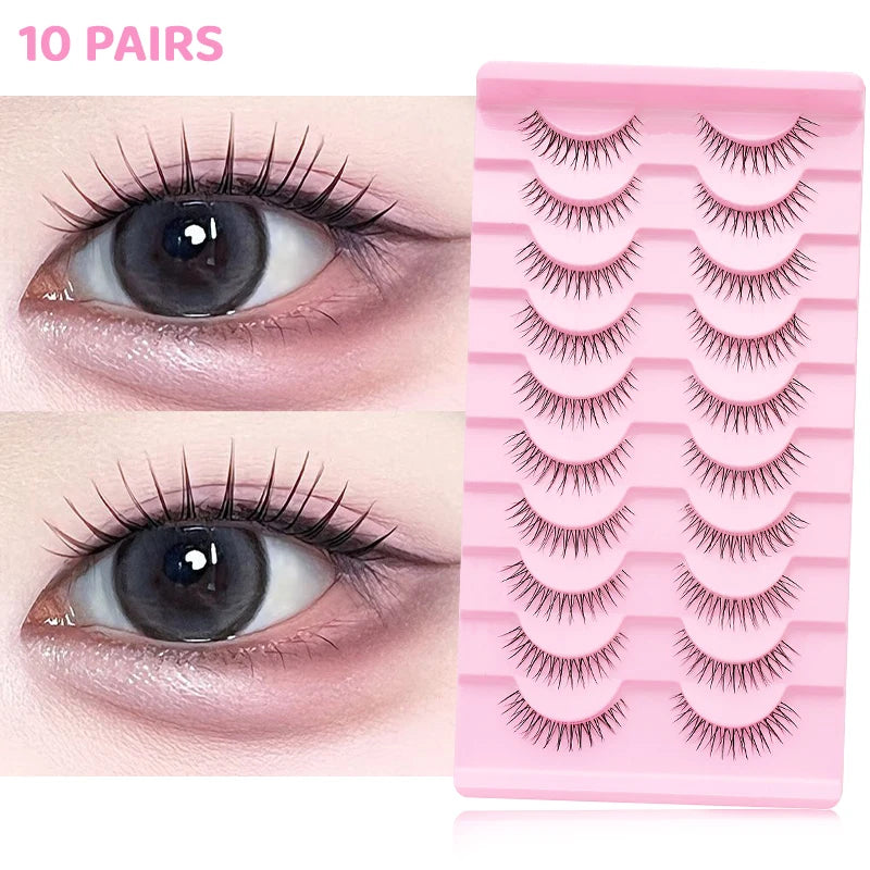 10 paires de cils naturels – Cils manga en bande complète, maquillage – Vente en gros, dropshipping, extensions de cils, faux cils style anime