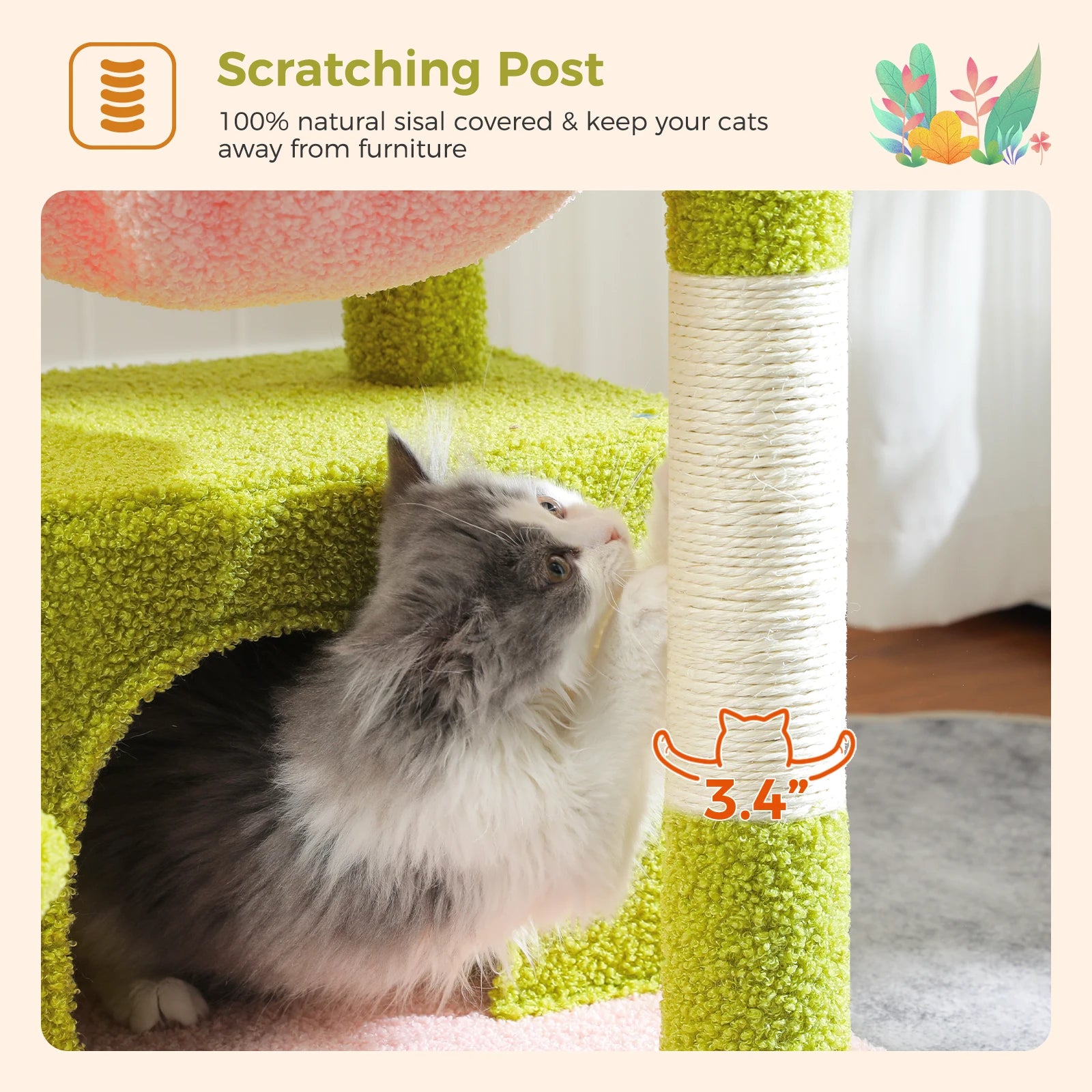 4-in-1 Cat Tree – Cat Condo, Hammock, Scratching Post & Top Perch