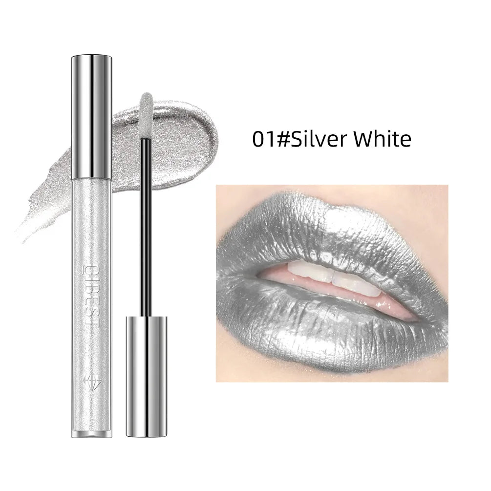 QIBEST diamant brillant à lèvres liquide rouge à lèvres fard à paupières double usage hydratant miroir nacré lèvres glaçure antiadhésive tasse maquillage