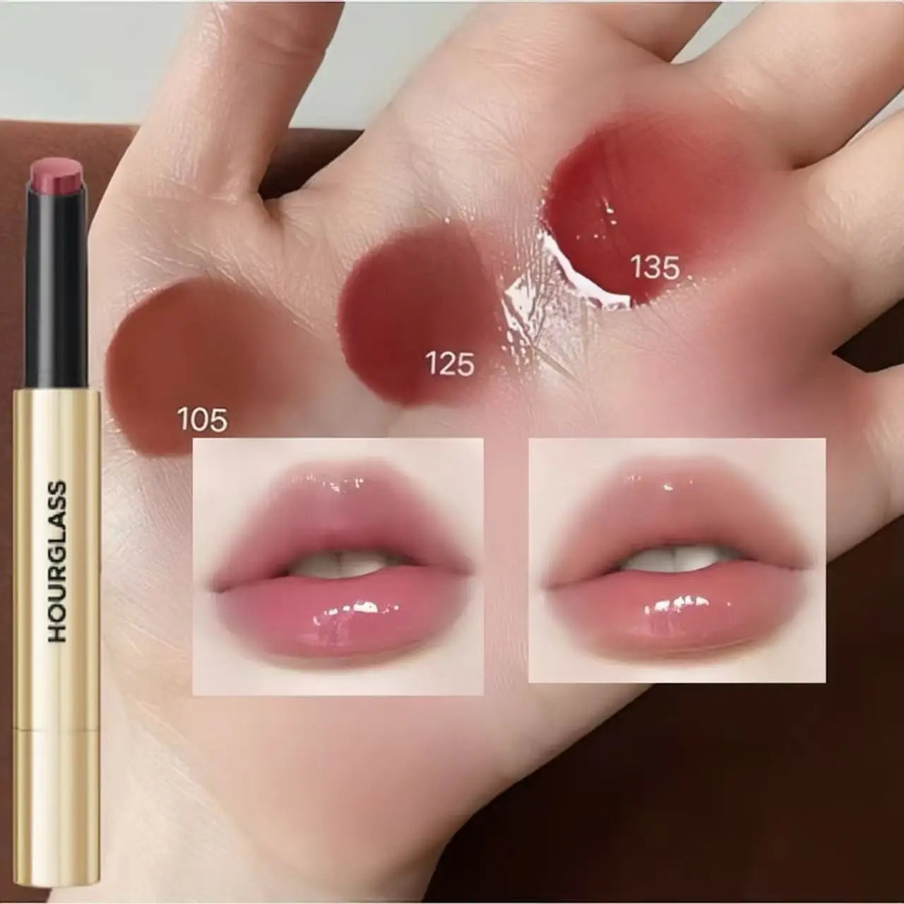 « Rouge à lèvres Hourglass 6 couleurs – Brillant, volumisant et nourrissant »