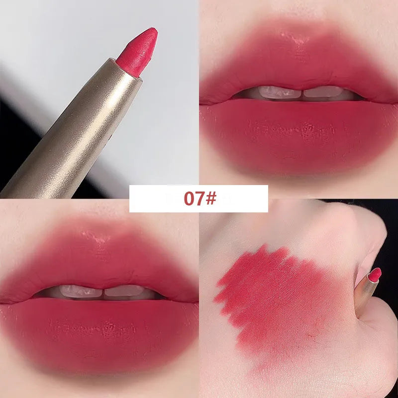 Crayon à Lèvres Rotatif Rouge – Longue Tenue, Waterproof, Hydratant, Crayon Rouge à Lèvres, Maquillage Coréen