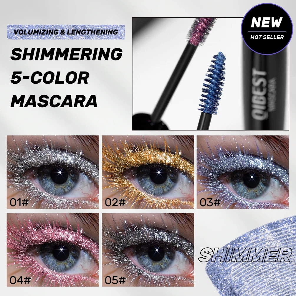 Mascara pailleté diamant rose waterproof séchage rapide volume et recourbant longue tenue cils scintillant maquillage