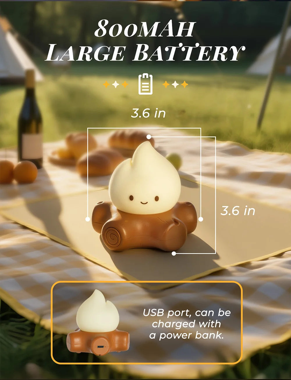 Campfire Night Light with White Noise – Cozy LED Atmosphere Lamp for Kids & Bedroom Decor