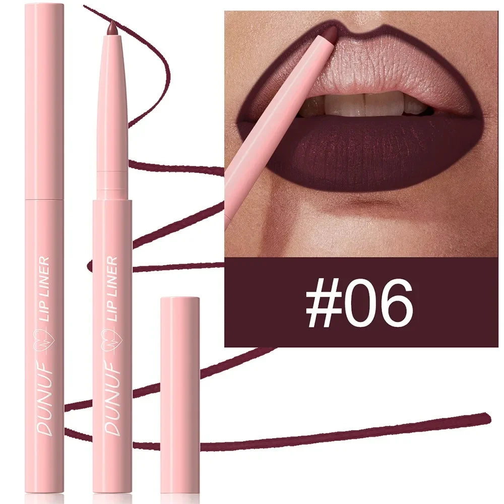 Crayon à Lèvres à Pointe Effilée – Longue Tenue, Mat, Crémeux, Effet Repulpant, Waterproof, Teintes Naturelles Nude et Marron, Slim