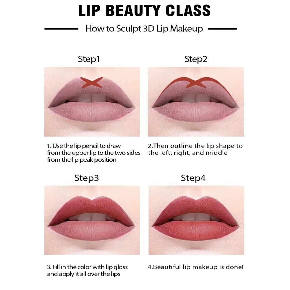 Set 14 Crayons à Lèvres Mat – Longue Tenue, Waterproof, Haute Pigmentation, Teintes Nude et Rose, Outils Maquillage des Lèvres