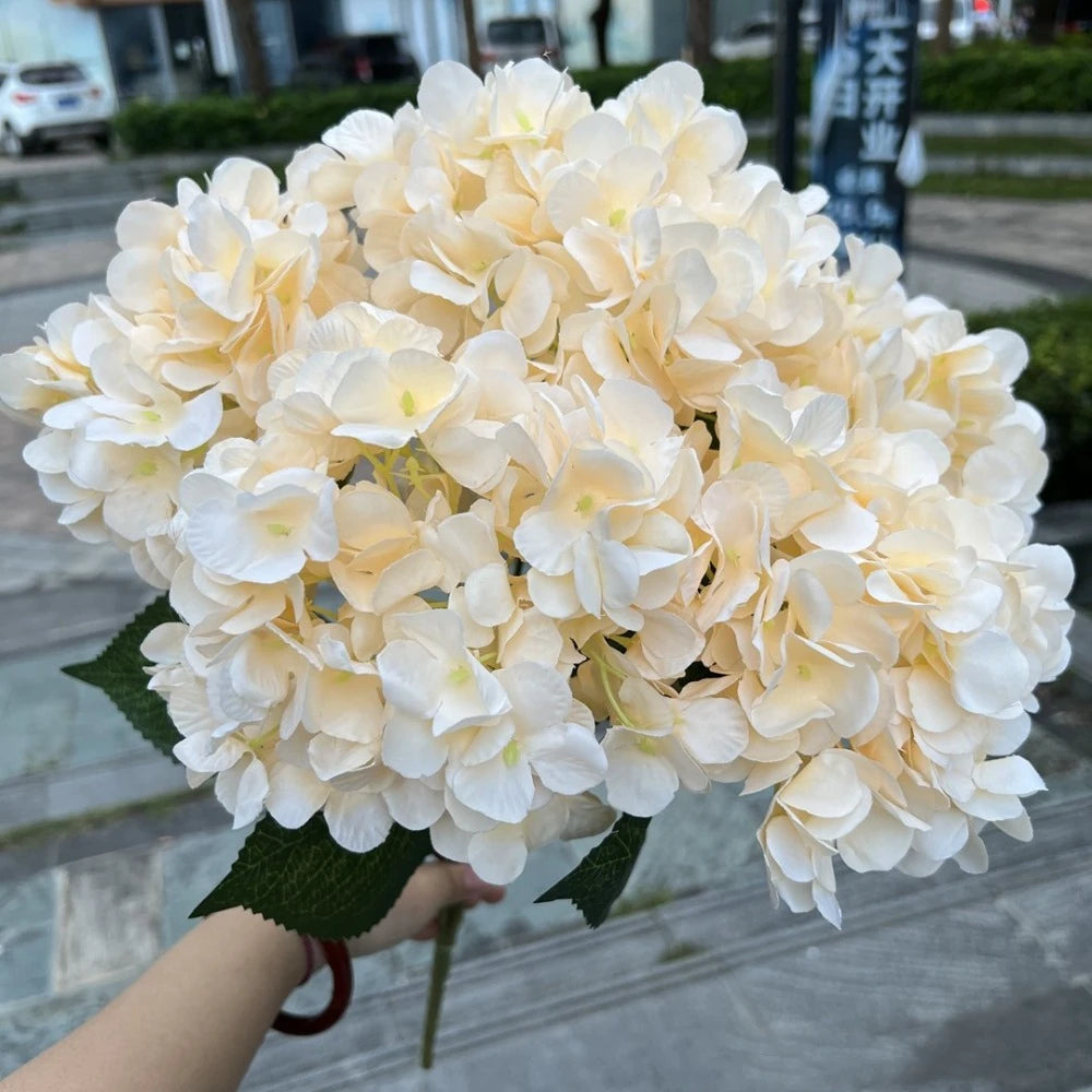 5-Head Artificial Hydrangea Flowers – Large Silk Floral Bouquet for Décor