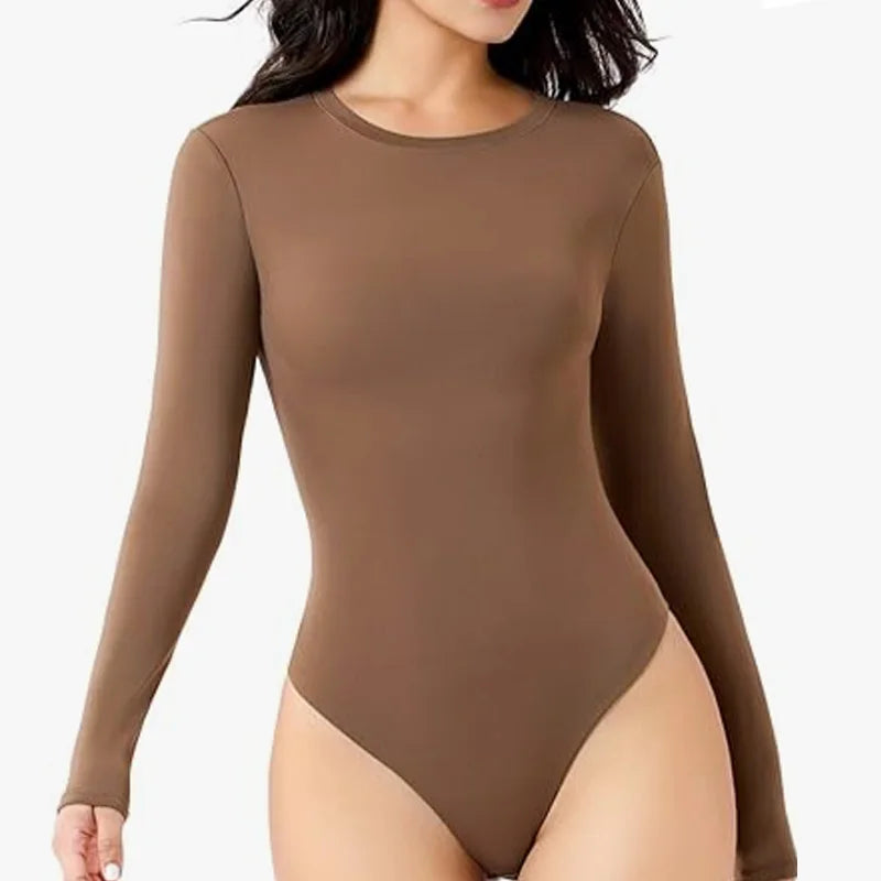 Body pour femmes – Style sexy et ajusté | Coloris noir, marron et marron foncé | Coupe slim avec ouverture string | Manche longue, basique et parfait pour rave ou tenue tendance