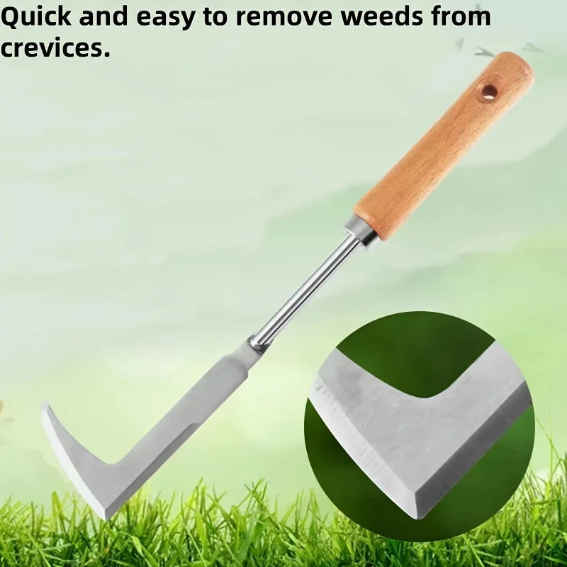 Stainless Steel Gap Weeding Tool – L-Shaped Multi-Purpose Garden Hand Tool