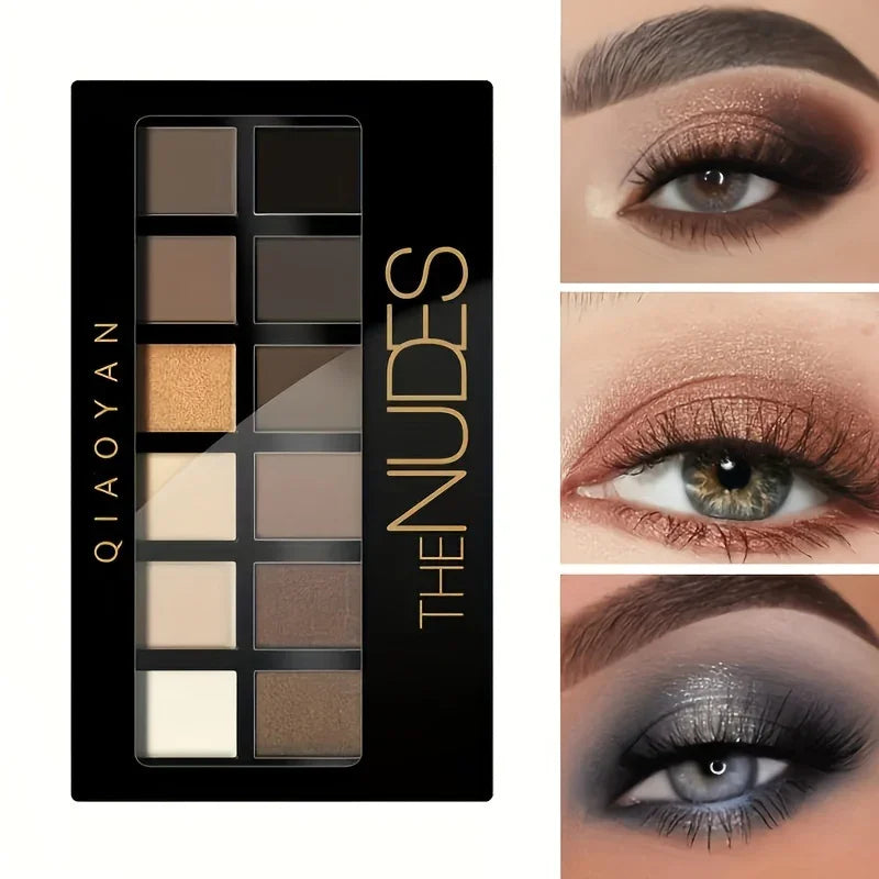 Palette fards à paupières professionnelle 12 couleurs, nudes mats et scintillants, maquillage yeux pour maquilleurs