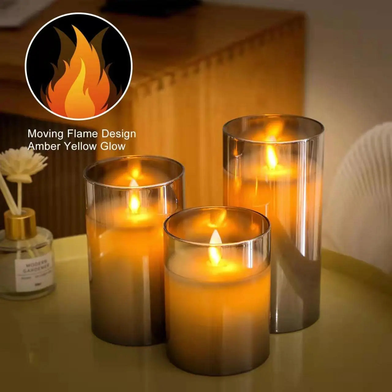 Rechargeable LED Flameless Pillar Candle Set – Real Wax Moving Wick Candles with Remote & Timer