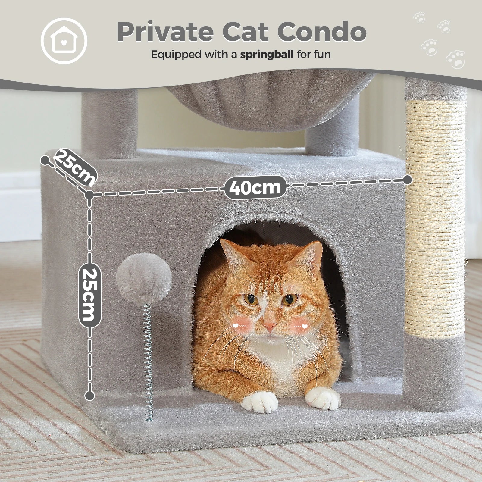 4-in-1 Cat Tree – Cat Condo, Hammock, Scratching Post & Top Perch