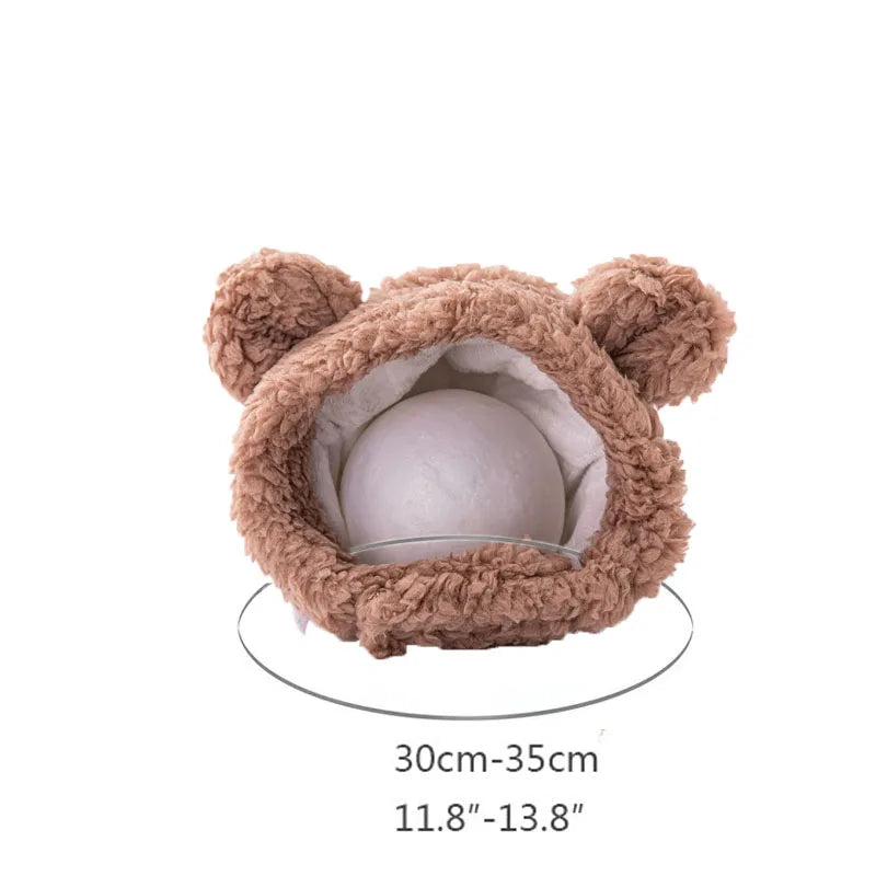 Cute Bear & Bunny Hooded Pet Hat – Soft Velvet Winter Costume for Cats & Dogs