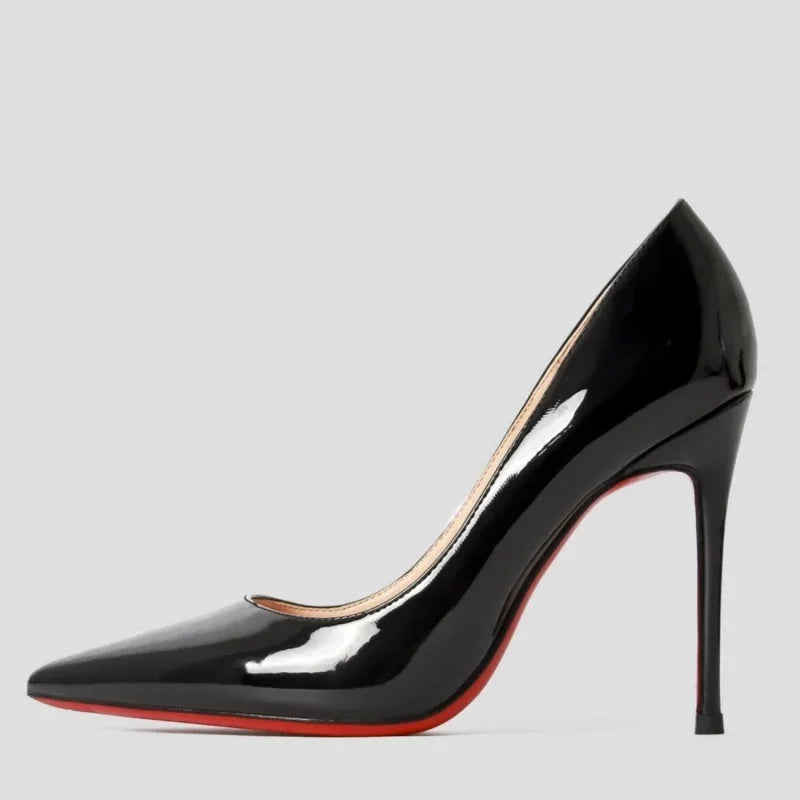 « Escarpins Femme 2025 – Talon 12 cm, Cuir Rouge, Pointus »