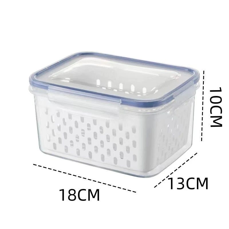 Fruit Storage Containers For Fridge With Removable Colander, Airtight Food Storage Container, Dishwasher Safe Produce Saver
