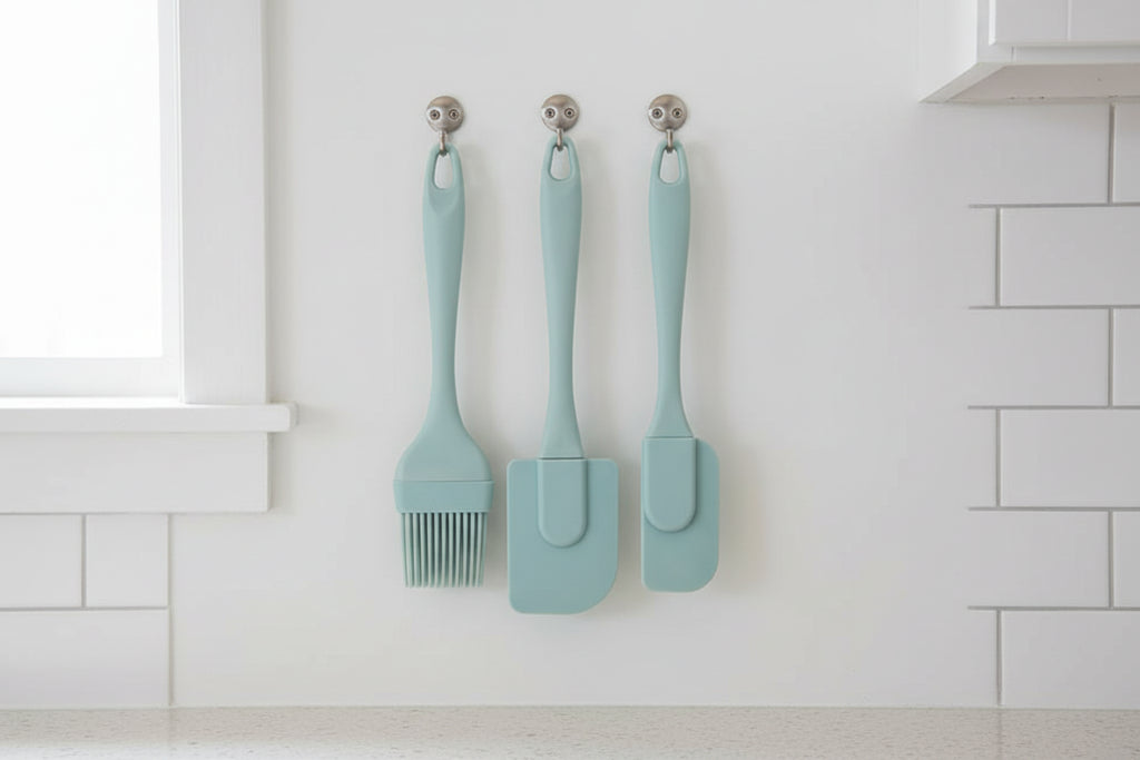 3-Piece Silicone Spatula Set – Cake Scraper, Butter Spatula & Oil Brush Baking Tools