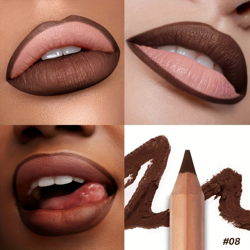 Crayon à Lèvres Mat– Longue Tenue, Facile à Colorer, Livré avec Taille-Crayon, Contour Parfait