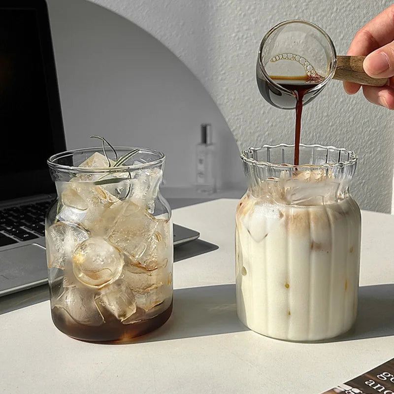 Aesthetic Glass Cups Set – Iced Coffee, Latte, Cocktail & Wine Glass Drinkware Collection