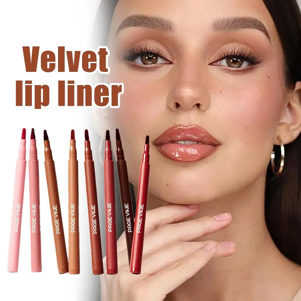 Crayon à Lèvres Mat Velours Waterproof – Contour Rouge, 8 Couleurs, Longue Tenue, Anti-Transfert, Hydratant