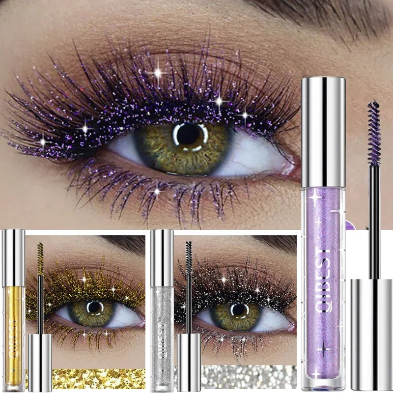 **« Mascara pailleté diamant – Argent, or, violet, waterproof et longue tenue »**