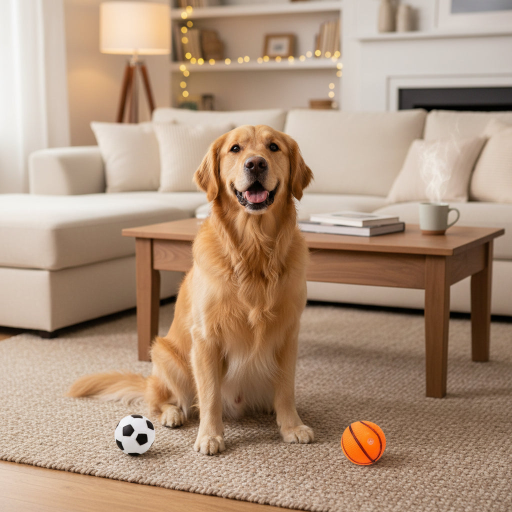 Squeaky Rubber Dog Ball Toy – Interactive Chew Toy for Small Dogs