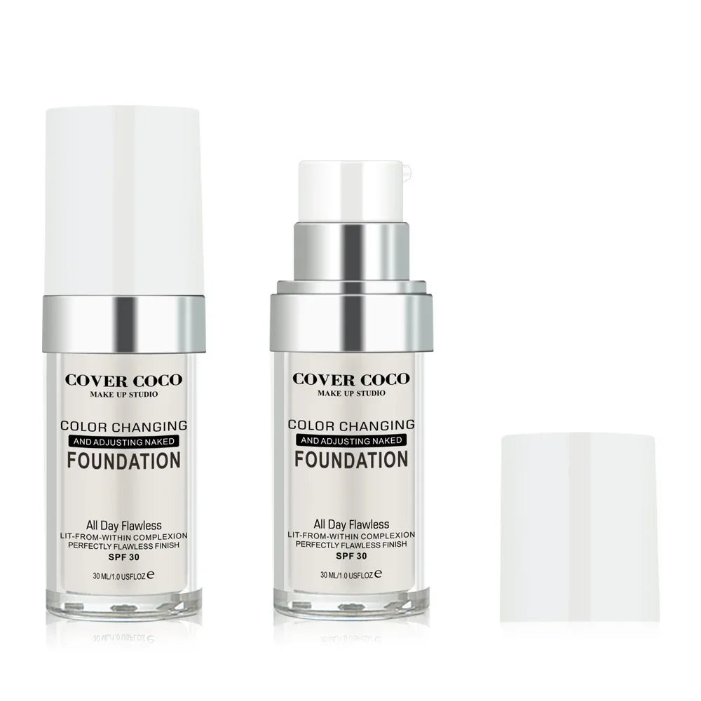 Fond de teint liquide longue tenue, couvrance légère et transparente, crème hydratante