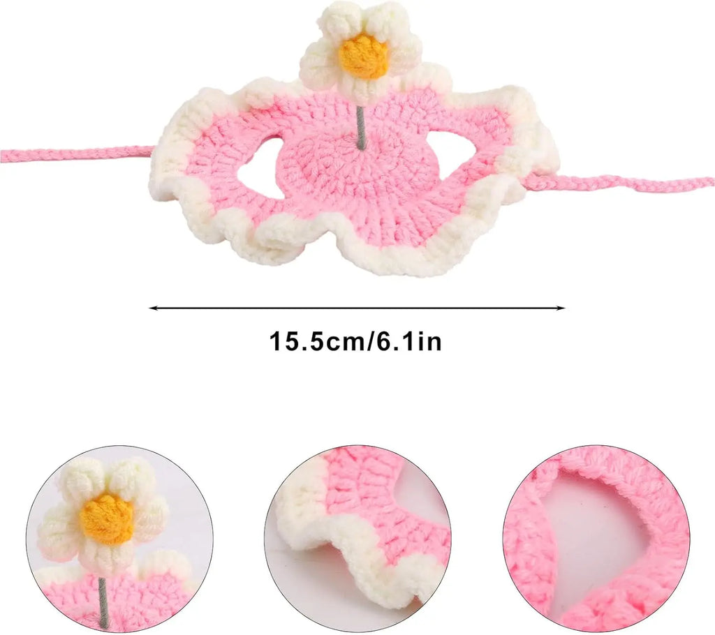 Cute Flower Crochet Pet Hat – Knitted Cap for Cats & Small Dogs
