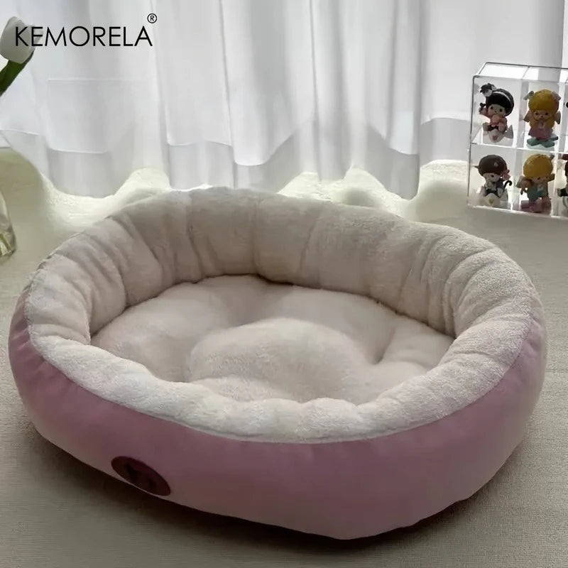 Cozy Oval Plush Pet Bed – Thickened Snuggle Bed for Cats & Small Dogs