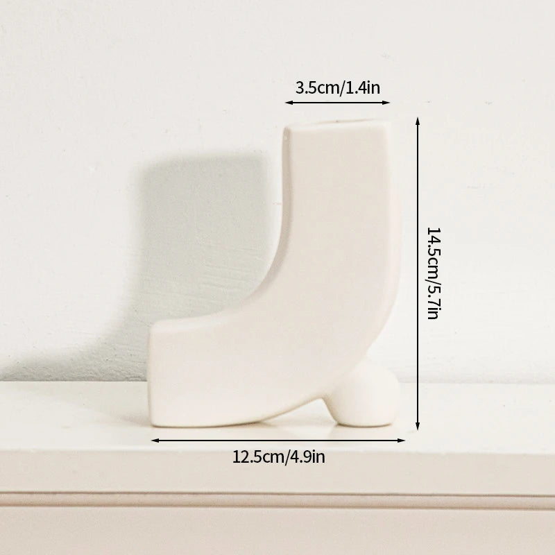 Modern White Decorative Vase – Minimalist Flower Vase for Home & Table Decor