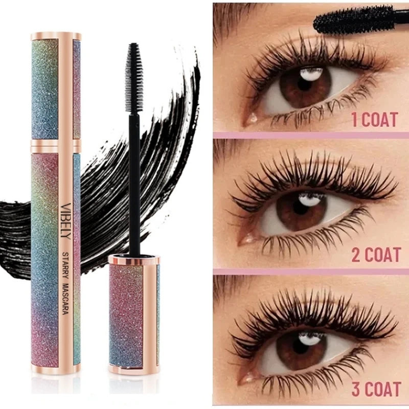 Mascara 4D allongeant extensions cils femme waterproof séchage rapide longue tenue grands yeux