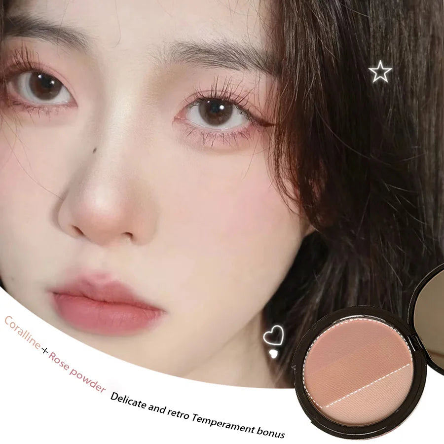 Palette de Blush Trois Couleurs — Délicate, Longue Tenue, Waterproof, Non Décolorante, Palette Intégrée Ombre à Paupières et Blush