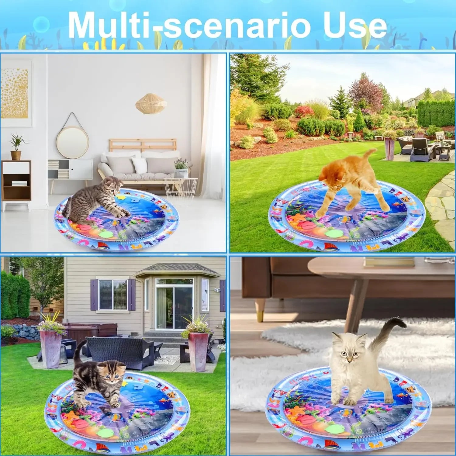 Inflatable Water Sensory Play Mat – Ocean-Themed Interactive Pet Toy