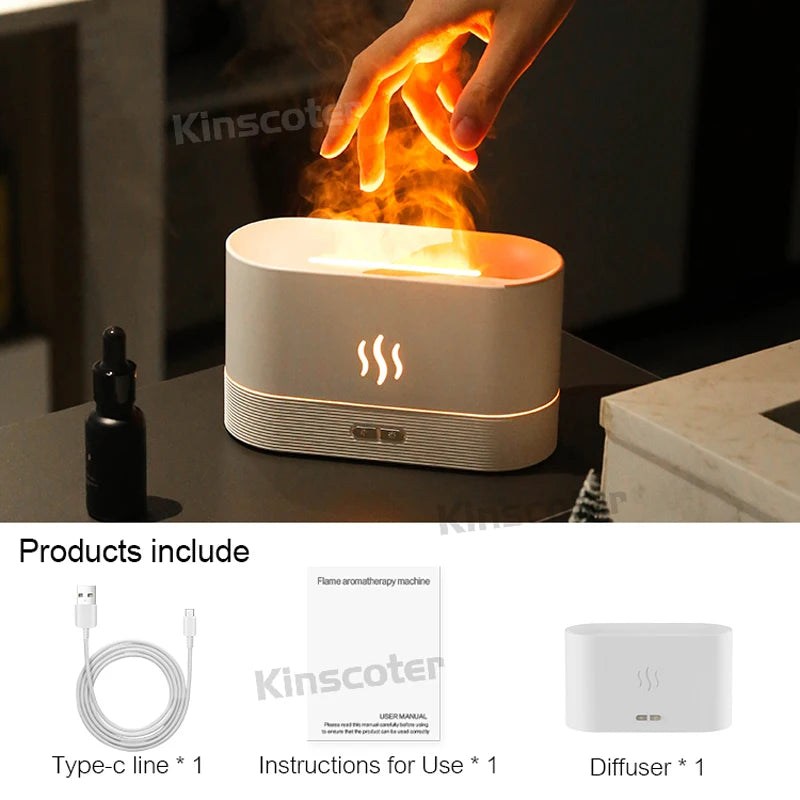 USB Flame Aroma Diffuser – 7 Color LED Humidifier & Essential Oil Aromatherapy Lamp
