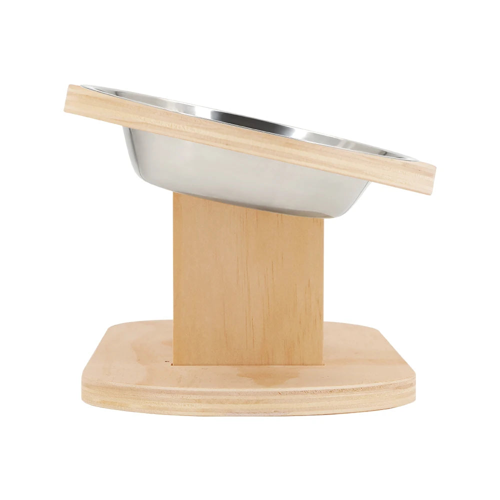 Elevated Wooden Pet Feeder with 3 Stainless Steel Bowls – Food & Water Station