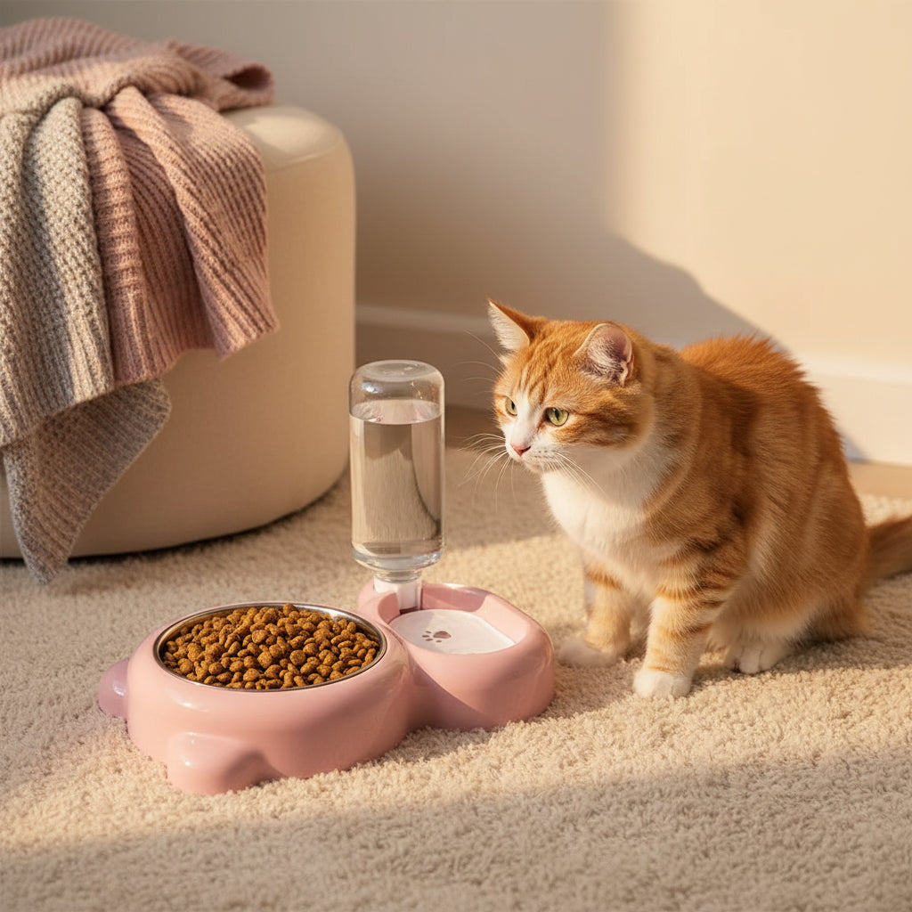 Automatic Pet Feeding & Water Bowl Set – Food Bowl with Water Dispenser