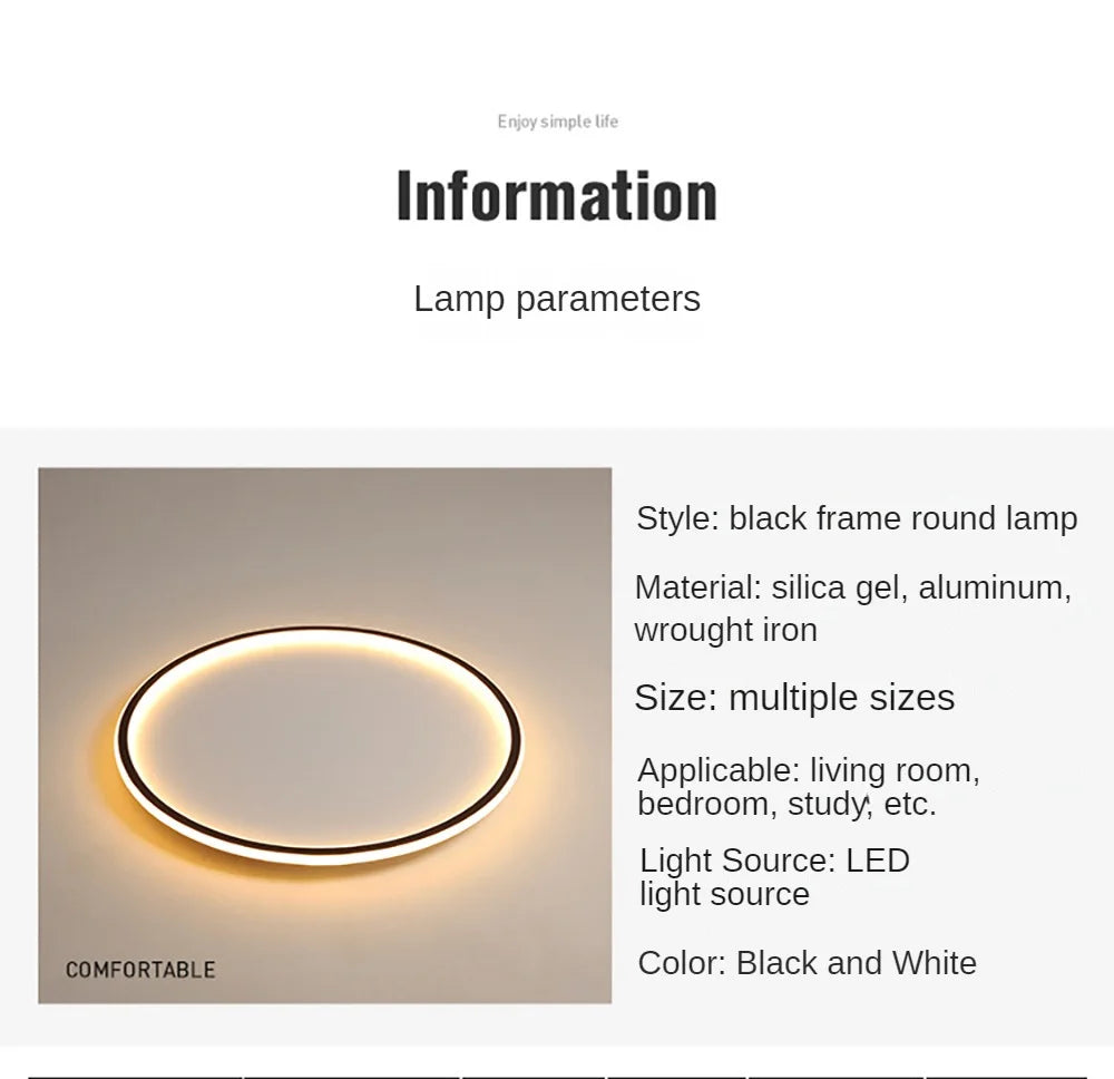 Modern LED Ceiling Light – Circular Flush Mount Fixture for Living Room, Bedroom & Hallway