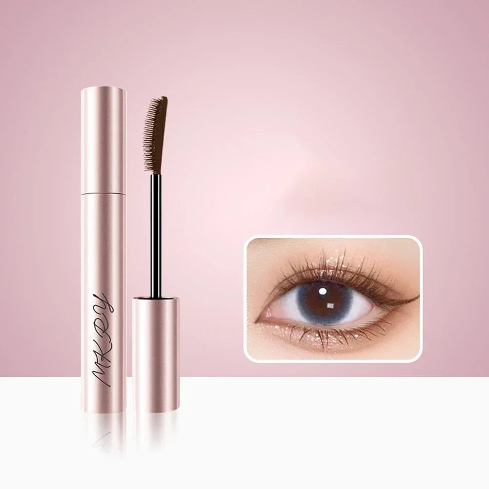 Mascara fibres de soie mat brosse ultra-fine allongeant cils waterproof séchage rapide brun et noir recourbant