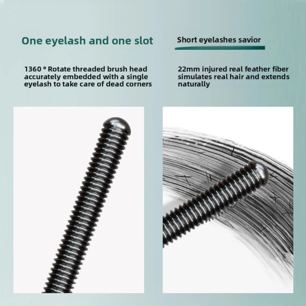 Mascara tube acier brosse spirale spéciale waterproof fibres de soie longue tenue recourbant cils durable