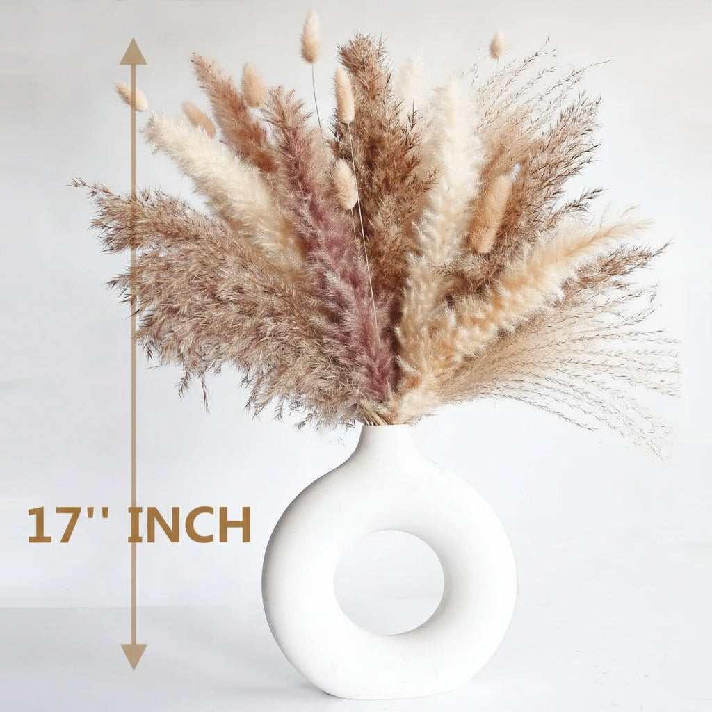 120PCS Pampas Bunny Tail Grass Bouquet – Boho Dried Artificial Flower Set