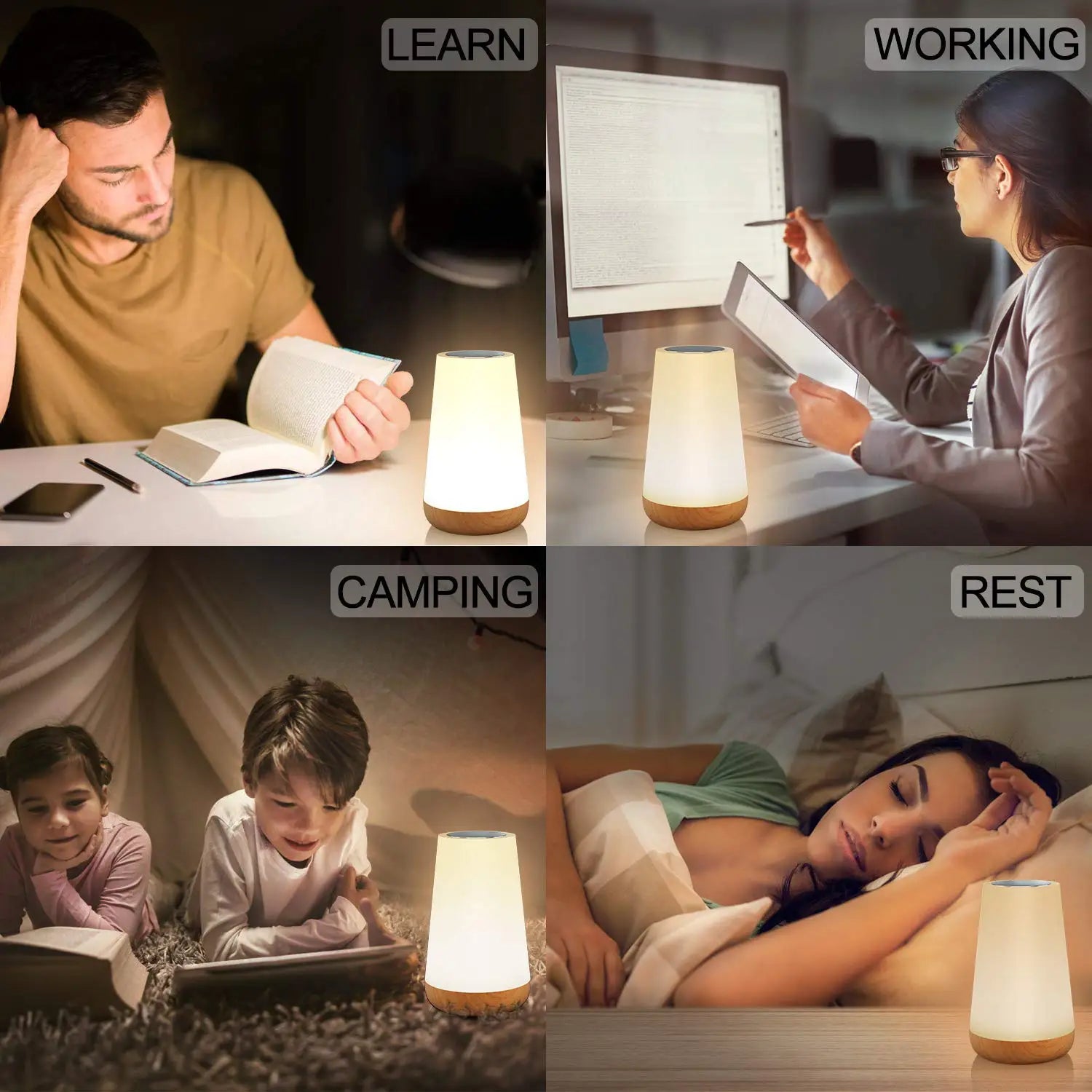 13-Color RGB Night Light – Rechargeable Touch Lamp with Remote Control
