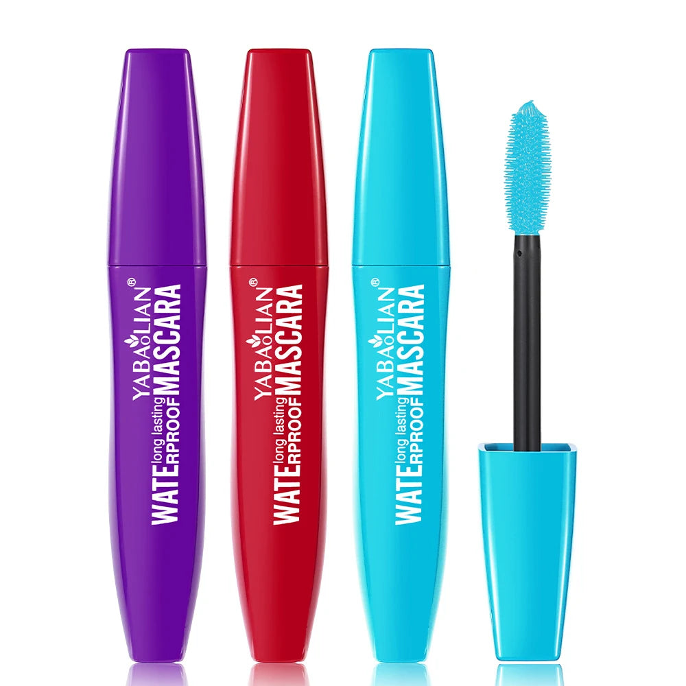 Mascara neutre 1/3 pièces coloré waterproof épais et recourbant anti-bavure longue tenue rouge, bleu, violet