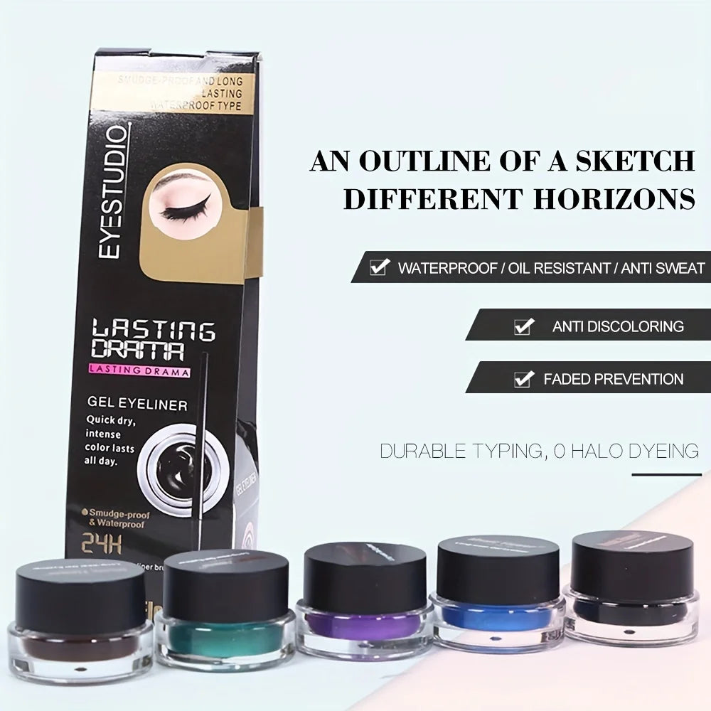 Eyeliner crème à la couleur riche, résistant à l'eau et aux bavures, maquillage facile à colorer (marron, bleu, violet, vert et noir)