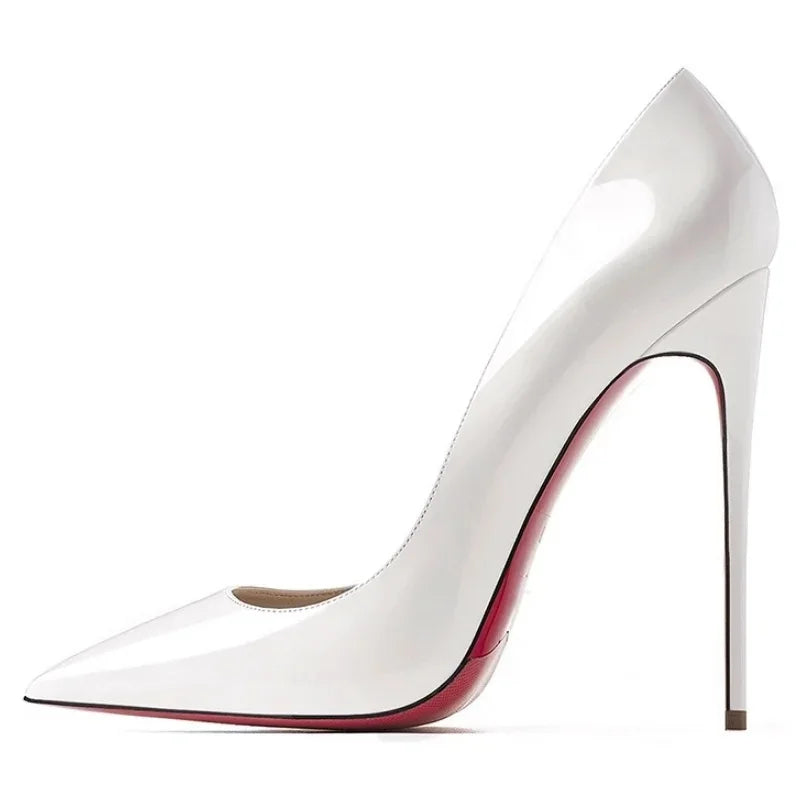 « Escarpins Femme 2025 – Talon 12 cm, Cuir Rouge, Pointus »