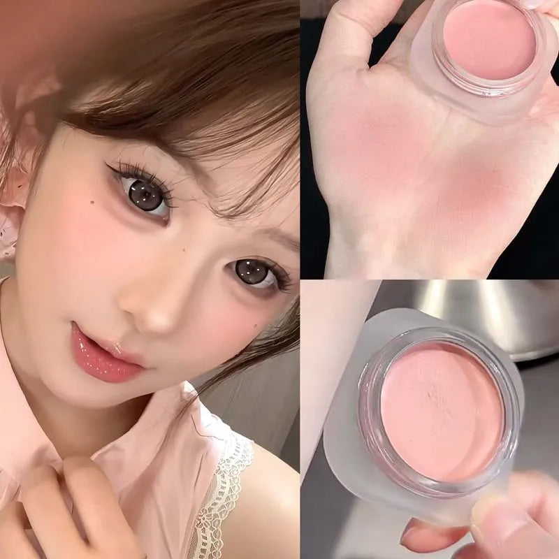Blush poudre monochrome – Crème éclaircissante violette pour lèvres et joues, double usage – Fini mat naturel, teinte rouge éclatante