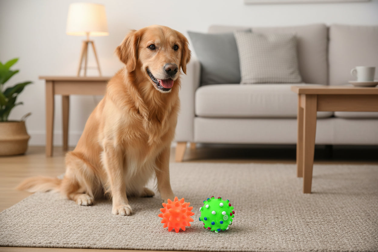 Squeaky Rubber Dog Ball Toy – Interactive Chew Toy for Small Dogs