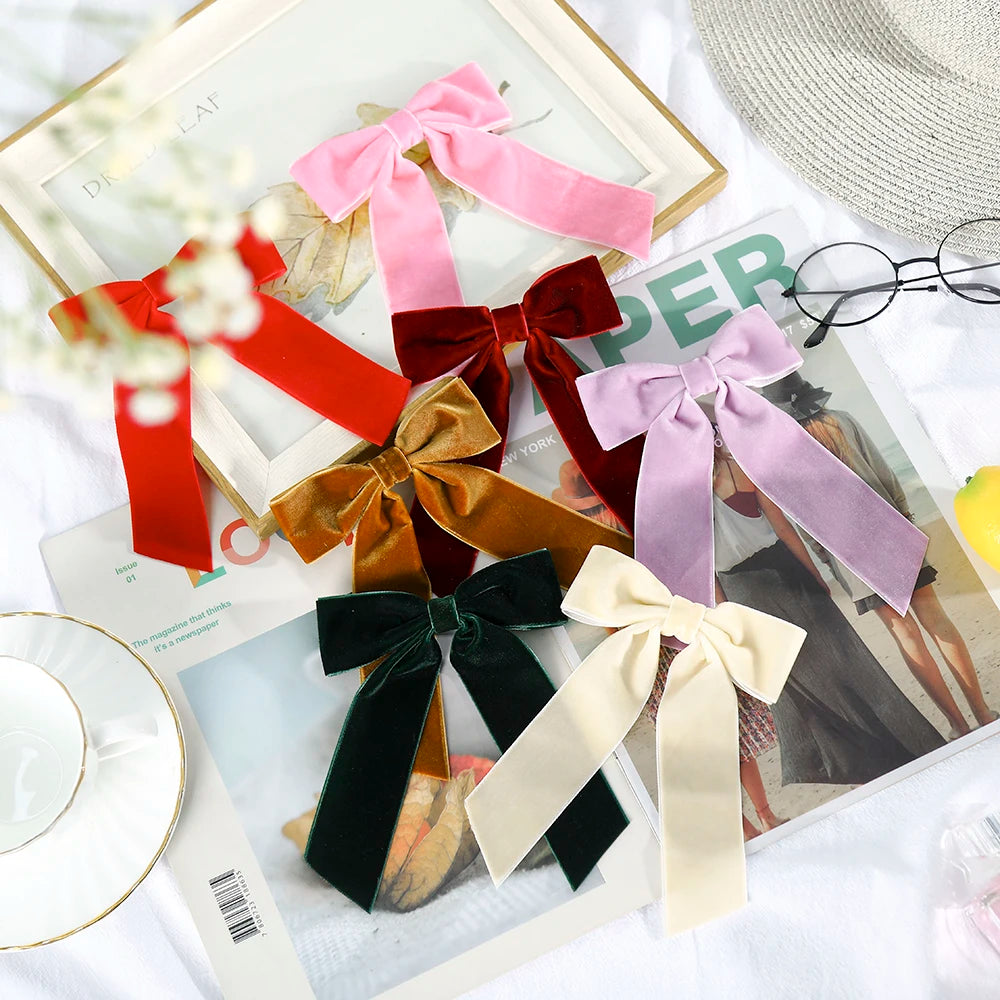 « Barrettes Femme – Nœud Velours, Noir & Rouge »