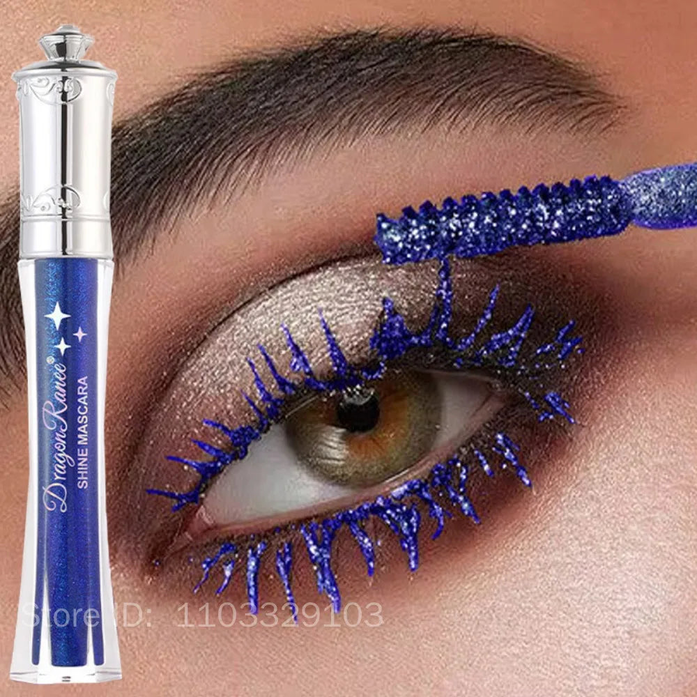 Mascara pailleté diamant coloré bleu waterproof scintillant séchage rapide extensions cils