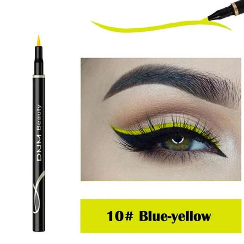 Set 12 Crayons Eyeliner Liquide – Waterproof, Facile à Appliquer, Mat, Couleurs Bleu, Rouge, Vert, Blanc, Or et Marron