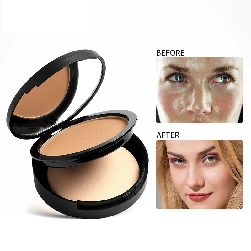 Poudre compacte pour le visage, 3 couleurs — illumine, contrôle le sébum, maquillage nude, fond de teint et base de maquillage